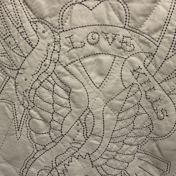 ED HARDY unisex Genuine Leather Embroidered Jacket - Picture 12 of 14